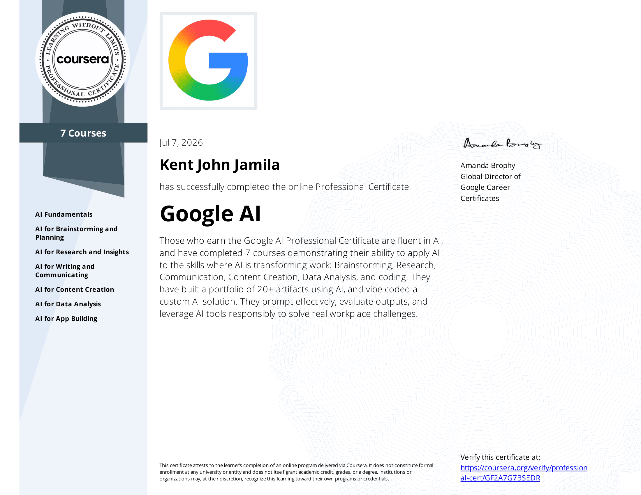 Google AI certificate